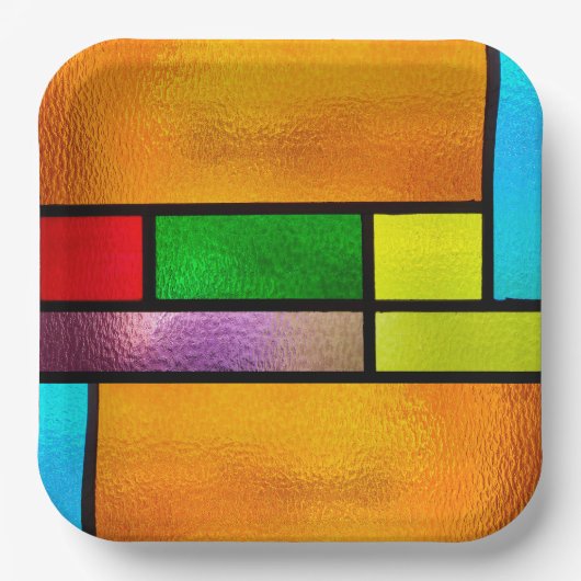 ステンドガカラフルラスデザイン ペーパープレート (正面)