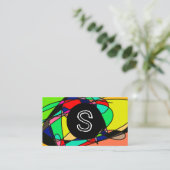 ステンドガカラフルラスレトロドードル 名刺 (スタンド正面)