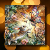 ステンドガカラフルラス花バニーイースター シーズンカード