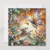 ステンドガカラフルラス花バニーイースター シーズンカード (正面)