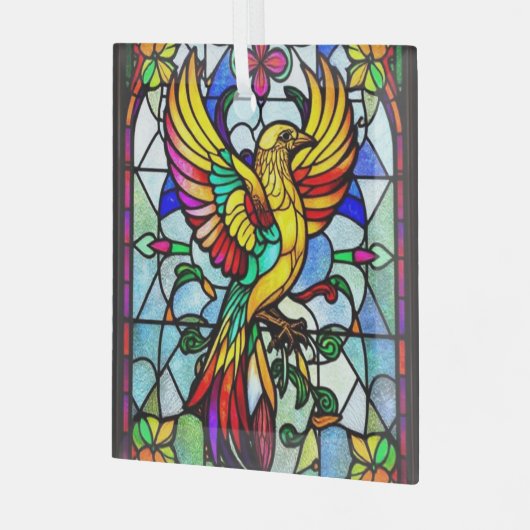 ステンドガカラフルラス鳥獣インスパイア ガラスオーナメント (正面左)