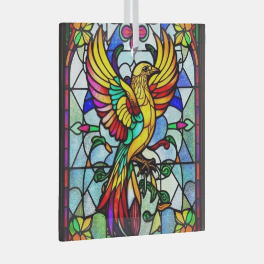 ステンドガカラフルラス鳥獣インスパイア ガラスオーナメント (正面右)