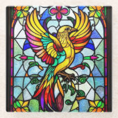 ステンドガカラフルラス鳥獣インスパイア ガラスコースター (正面)