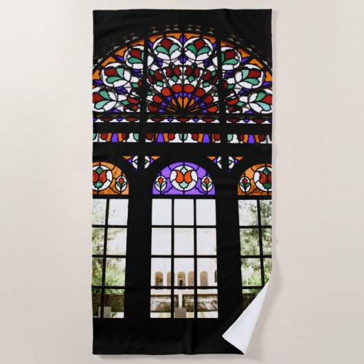 ステンドガカラフルラス ビーチタオル (正面)