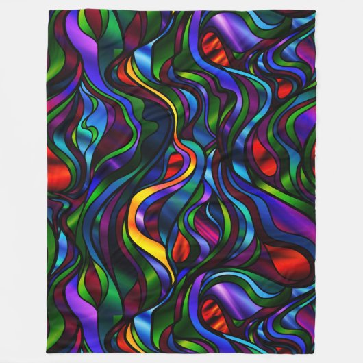 ステンドガサイケデリックラス抽象芸術 フリースブランケット (正面)