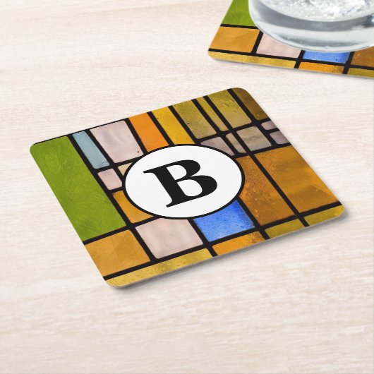 ステンドガパーソナライズされたラス紙コースター スクエアペーパーコースター (アングル)