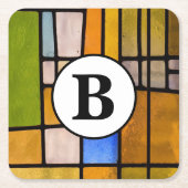 ステンドガパーソナライズされたラス紙コースター スクエアペーパーコースター (正面)