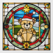 ステンドガフェイクラスのクリスマスベア ウィンドウサイン (シート)