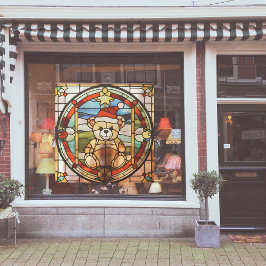 ステンドガフェイクラスのクリスマスベア ウィンドウサイン