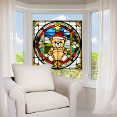 ステンドガフェイクラスのクリスマスベア ウィンドウサイン