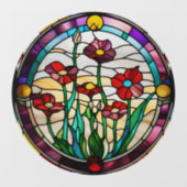 ステンドガフェイクラスの丸い花園 ウィンドウサイン (シート)