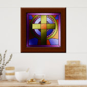 ステンドガフェイクラス教会の窓イースタークロス ポスター (キッチン)