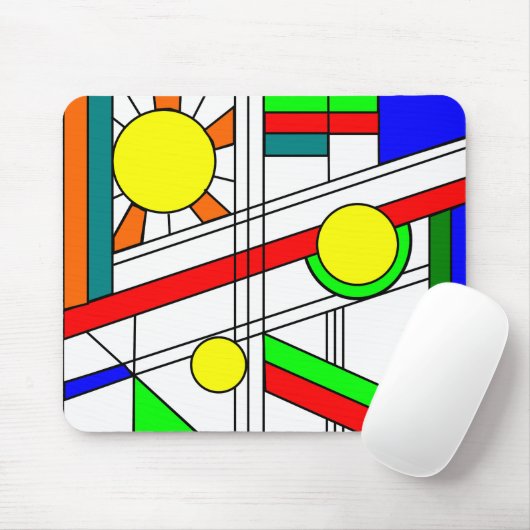 ステンドガモダンラスの顔 マウスパッド (マウス)