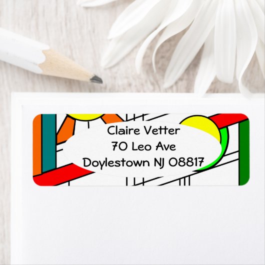 ステンドガモダンラスの顔 ラベル (インサイチュ)