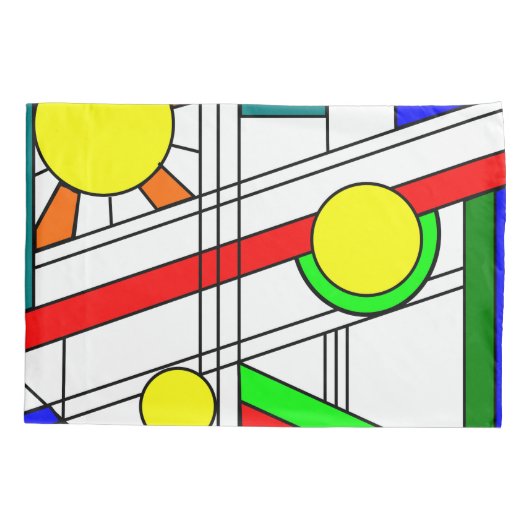 ステンドガモダンラスの顔 枕カバー (裏面)