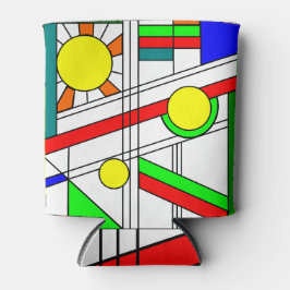 ステンドガモダンラスの顔 缶クーラー