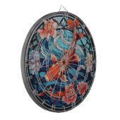 ステンドガラスアジアスタイルコイ魚と椿 ダーツボード (正面左)