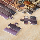 ステンドガラスアーチ大聖堂ガラス黄色の青 ジグソーパズル (側面)