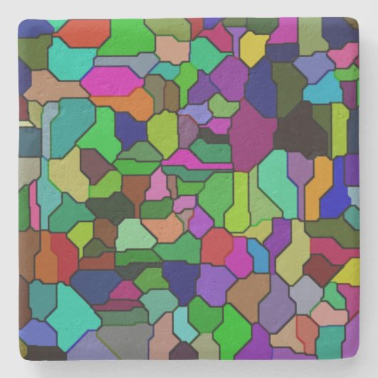 ステンドガラスブロックタイル石灰岩コースター ストーンコースター (正面)