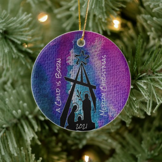 ステンドガラス出生セラミックスオーナメント セラミックオーナメント (ツリー)