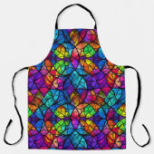 ステンドガ鮮やかラスのレインボーパターン エプロン (正面)