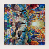 ステンドガ鮮やかラスの街並み ジグソーパズル (横)