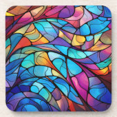 ステンドガ鮮やかラス流れ抽象芸術懸命プラスチック コースター (正面)
