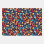 ステンドガ鮮やかラス3Dフローラルパターン ラッピングペーパーシート (正面2)