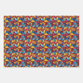 ステンドガ鮮やかラス3Dフローラルパターン ラッピングペーパーシート (正面)