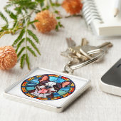 ステンドグユニークラで犬の種素晴らしを発見 キーホルダー (側面)