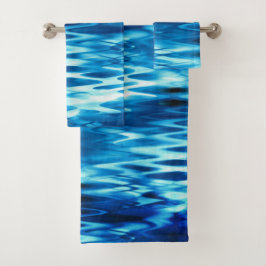 ステンドグラジエントブルー形成抽象芸術渦t バスタオルセット