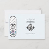 ステンドグラスお洒落スワンのスイリ結婚の 出欠カード (裏面)