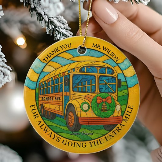 ステンドグラスお願いバスの運転手 セラミックオーナメント