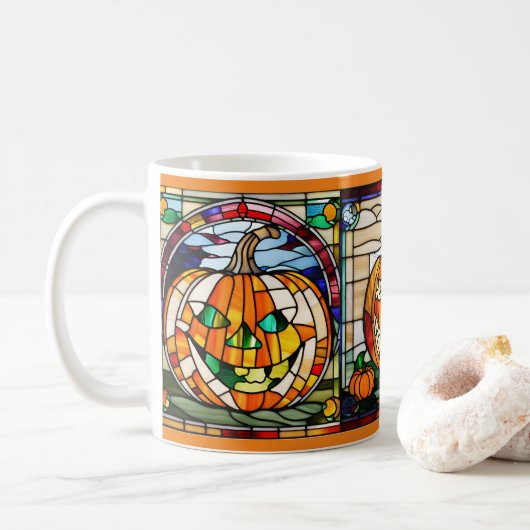 ステンドグラスかぼちゃマグカップ コーヒーマグカップ (ドーナツ)
