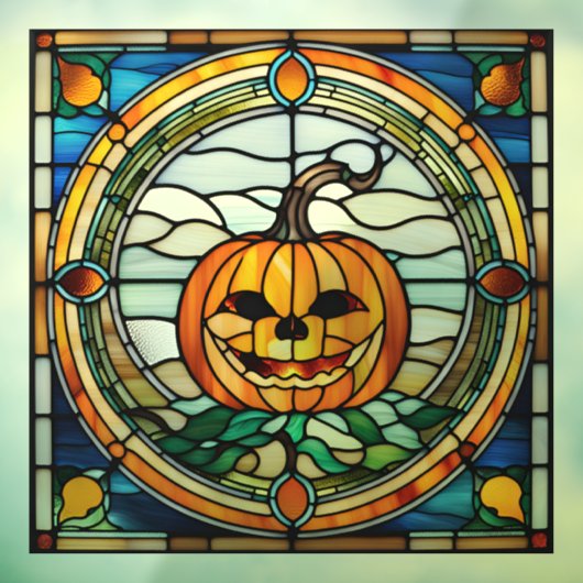 ステンドグラスかぼちゃモザイクカラフルハロウィーン ウィンドウサイン (シート3)
