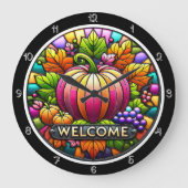 ステンドグラスかぼちゃ ラージ壁時計 (正面)