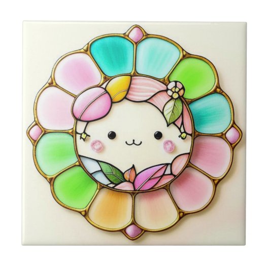 ステンドグラスかわいいスタイルパターン タイル (正面)