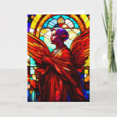 ステンドグラスかわいらしエンジェルアートクリスマス カード (正面)