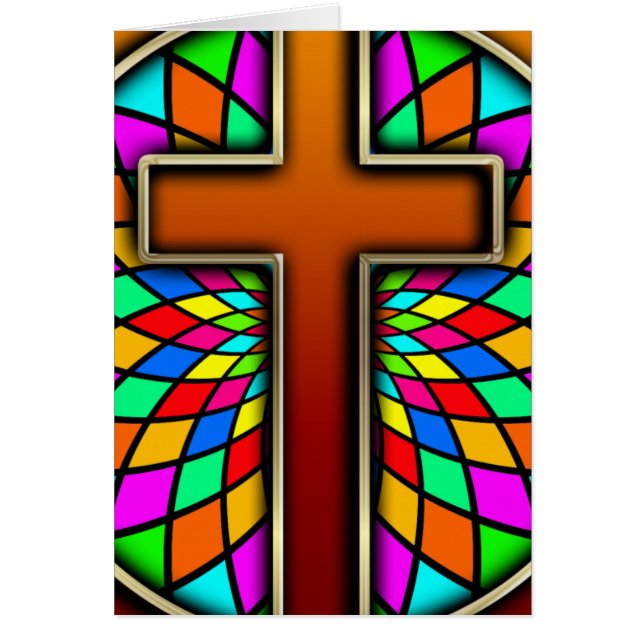 ステンドグラスが付いている十字 (正面)