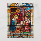 ステンドグラスでのキリストの降誕祭 シーズンポストカード (正面)