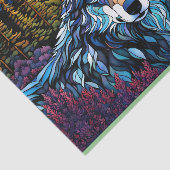 ステンドグラスで森の中の灰色のオオカミ 薄葉紙 (詳細)