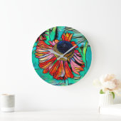 ステンドグラスで見たフリンギ・ヘレニウム ラージ壁時計 (ホーム)