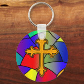 ステンドグラスとクロス・クリスマス キーホルダー (正面)