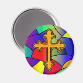 ステンドグラスとクロス・クリスマス マグネット (正面/裏面)