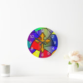 ステンドグラスとクロス・クリスマス ラウンド壁時計 (ホーム)