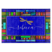 ステンドグラスとトンボパーソナライズされたイ カッティングボード (正面)