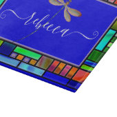 ステンドグラスとトンボパーソナライズされたイ カッティングボード (角)