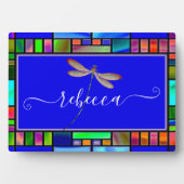 ステンドグラスとトンボパーソナライズされたイ フォトプラーク (正面)