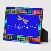 ステンドグラスとトンボパーソナライズされたイ フォトプラーク (側面)