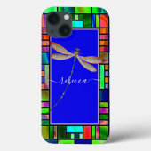 ステンドグラスとトンボパーソナライズされたイ Case-Mate iPhoneケース (裏面)